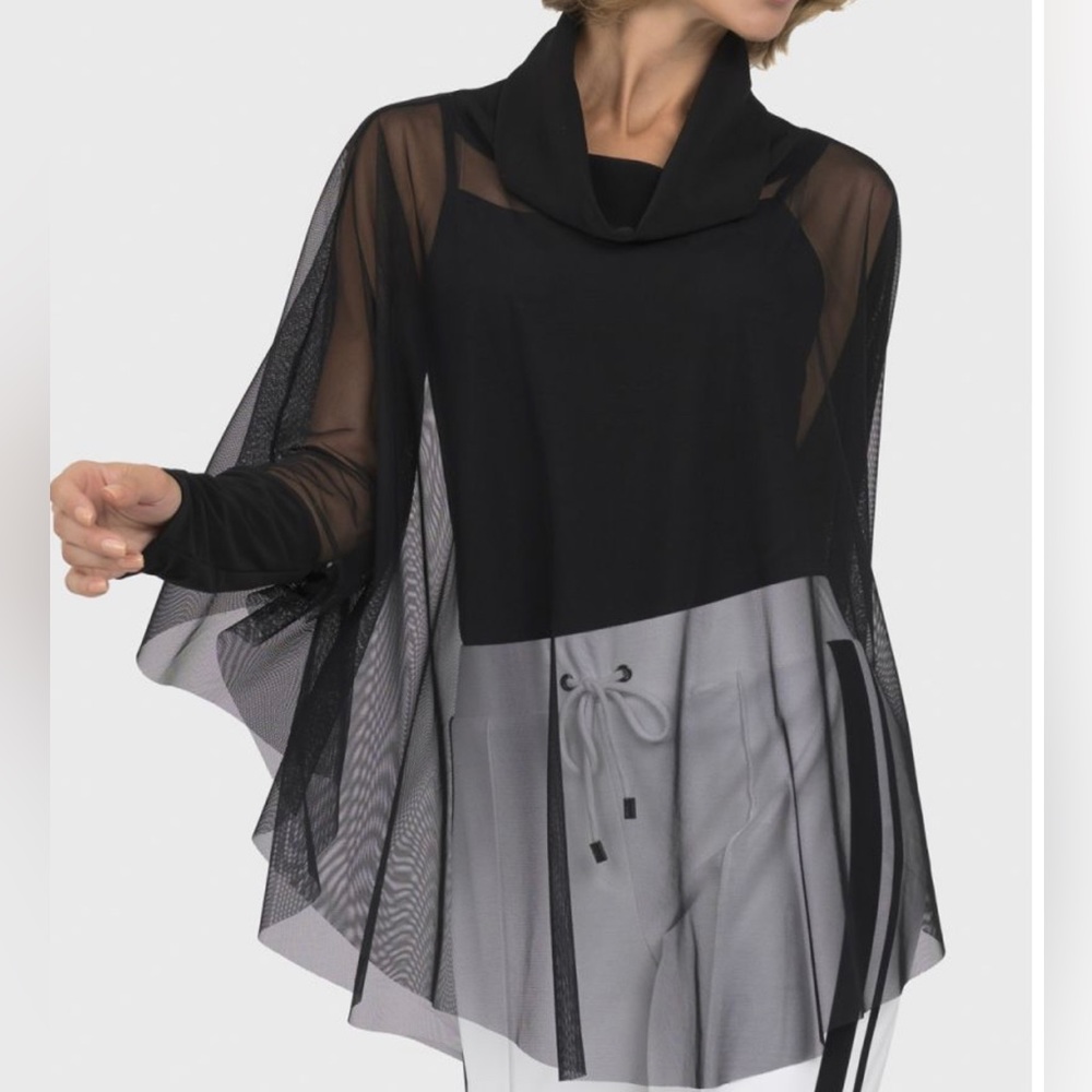 Joseph Ribkoff Sheer Mesh Style Batwing Kimono Pullover Top